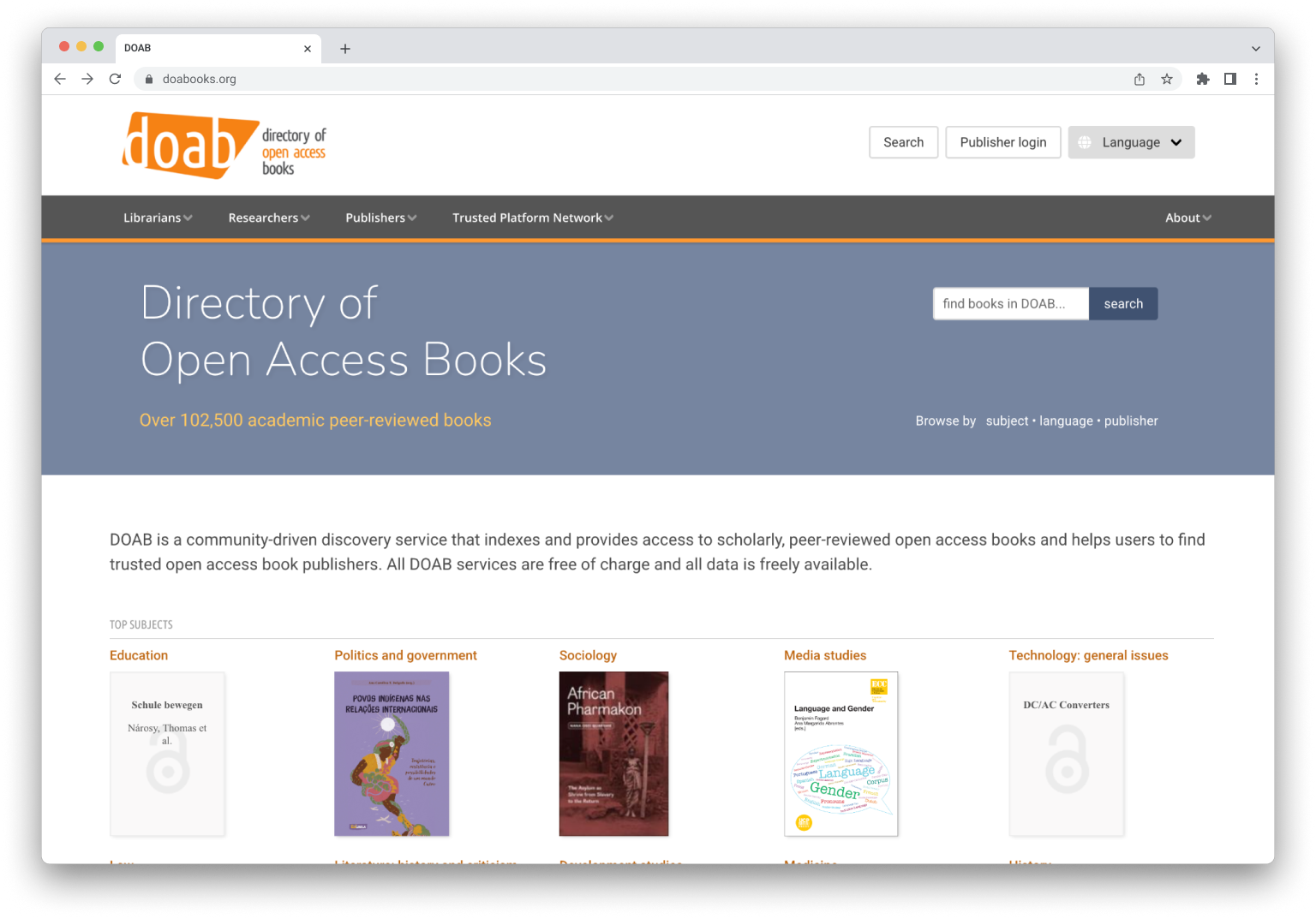 DOAB Browser Mockup - Homepage - Before.png