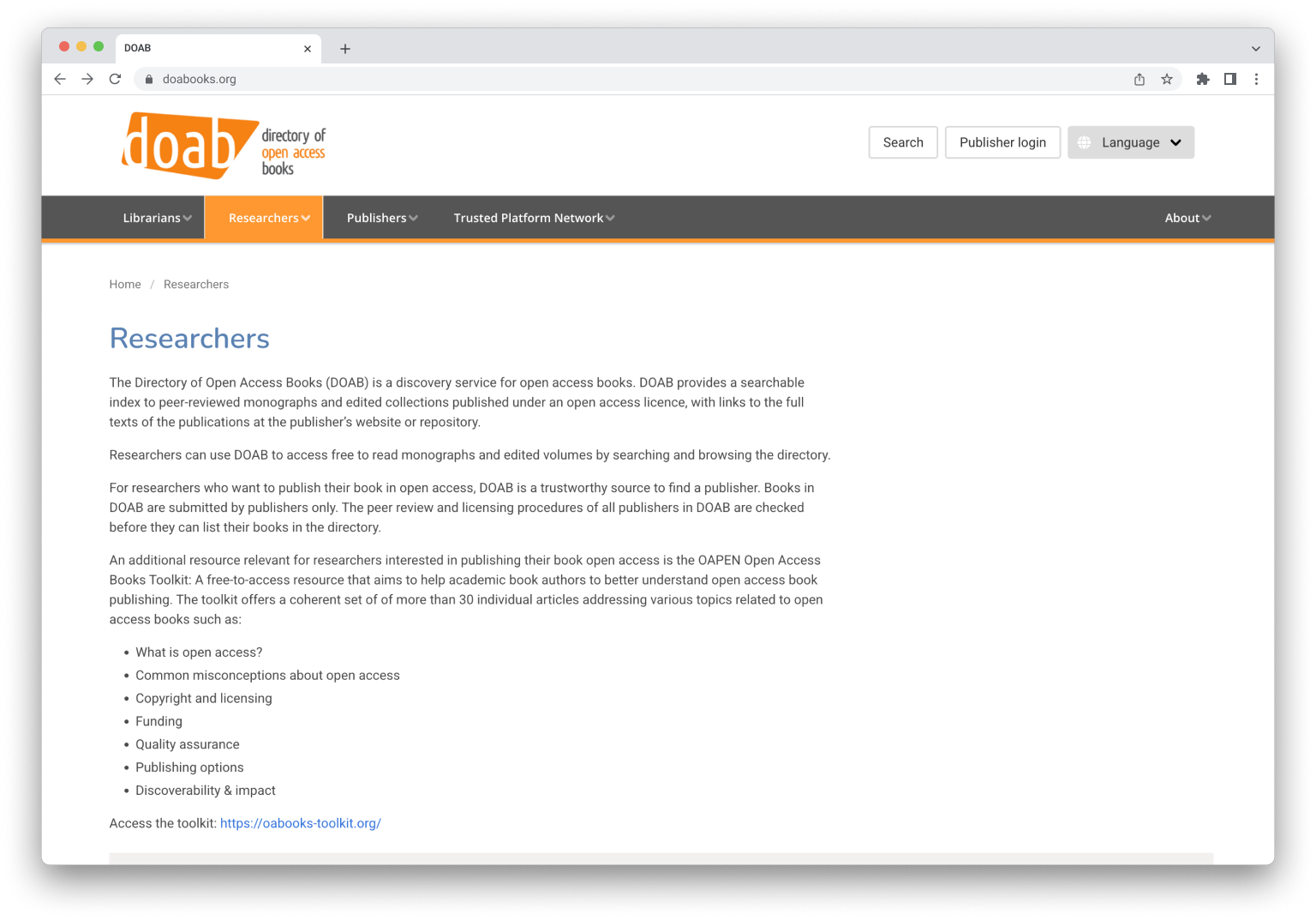 DOAB Browser Mockup - Researchers - Before.png